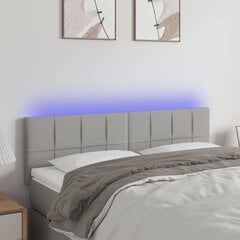 vidaXL gultas galvgalis ar LED, 144x5x78/88 cm, gaiši pelēks audums цена и информация | Кровати | 220.lv