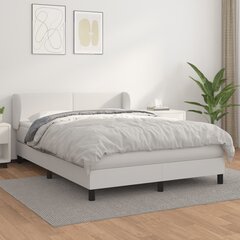 vidaXL atsperu gulta ar matraci, balta, 140x200 cm, mākslīgā āda цена и информация | Кровати | 220.lv