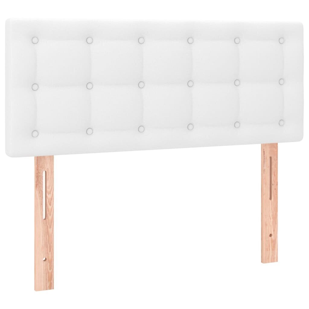 vidaXL atsperu gulta ar matraci, balta, 100x200 cm, mākslīgā āda cena un informācija | Gultas | 220.lv