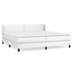 vidaXL atsperu gulta ar matraci, balta, 200x200 cm, mākslīgā āda cena un informācija | Gultas | 220.lv