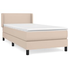 vidaXL atsperu gulta ar matraci, kapučīno, 90x190 cm, mākslīgā āda cena un informācija | Gultas | 220.lv