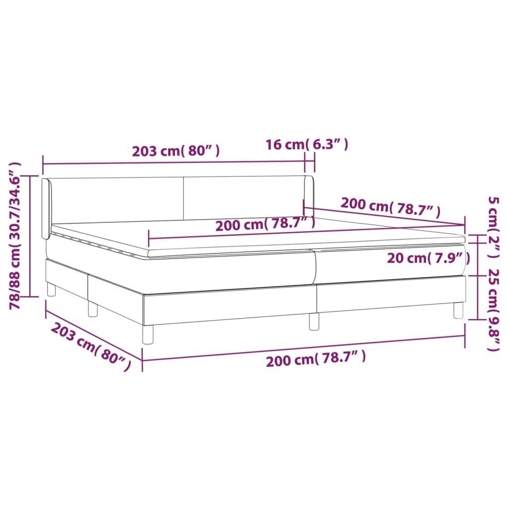 vidaXL atsperu gulta ar matraci, balta, 200x200 cm, mākslīgā āda цена и информация | Gultas | 220.lv