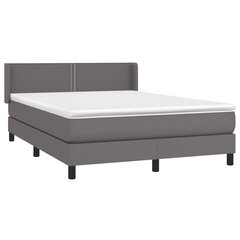 vidaXL atsperu gulta ar matraci, pelēka, 140x190 cm, mākslīgā āda цена и информация | Кровати | 220.lv