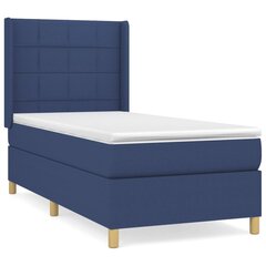 vidaXL atsperu gultas rāmis ar matraci, zils, 90x190 cm, audums цена и информация | Кровати | 220.lv