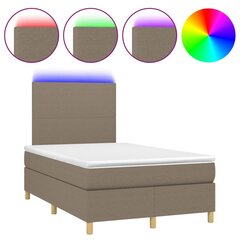 vidaXL atsperu gulta ar matraci, LED, pelēkbrūns audums, 120x200 cm cena un informācija | Gultas | 220.lv