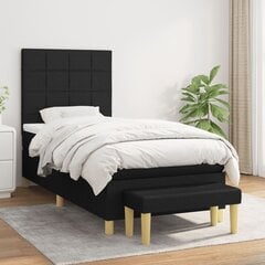 vidaXL atsperu gultas rāmis ar matraci, melna, 80x200 cm, audums цена и информация | Кровати | 220.lv