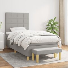 vidaXL atsperu gultas rāmis ar matraci, gaiši pelēks audums, 100x200cm cena un informācija | Gultas | 220.lv