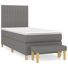 vidaXL atsperu gulta ar matraci, tumši pelēka, 90x190 cm, audums цена и информация | Кровати | 220.lv