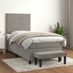 vidaXL atsperu gulta ar matraci, gaiši pelēks samts, 100x200 cm цена и информация | Кровати | 220.lv