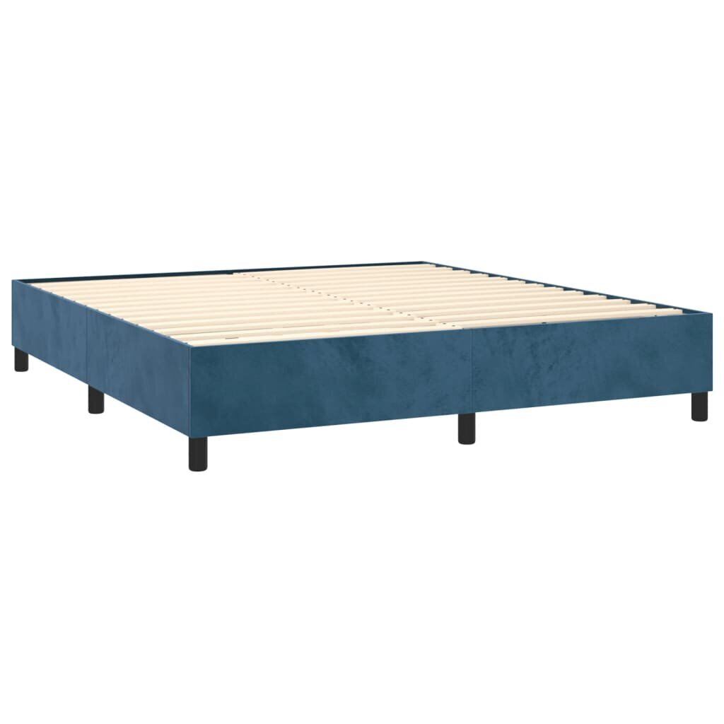 vidaXL atsperu gulta ar matraci, tumši zils samts, 200x200 cm цена и информация | Gultas | 220.lv