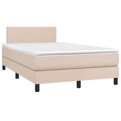 vidaXL atsperu gulta ar matraci, kapučīno, 120x200 cm, mākslīgā āda cena un informācija | Gultas | 220.lv