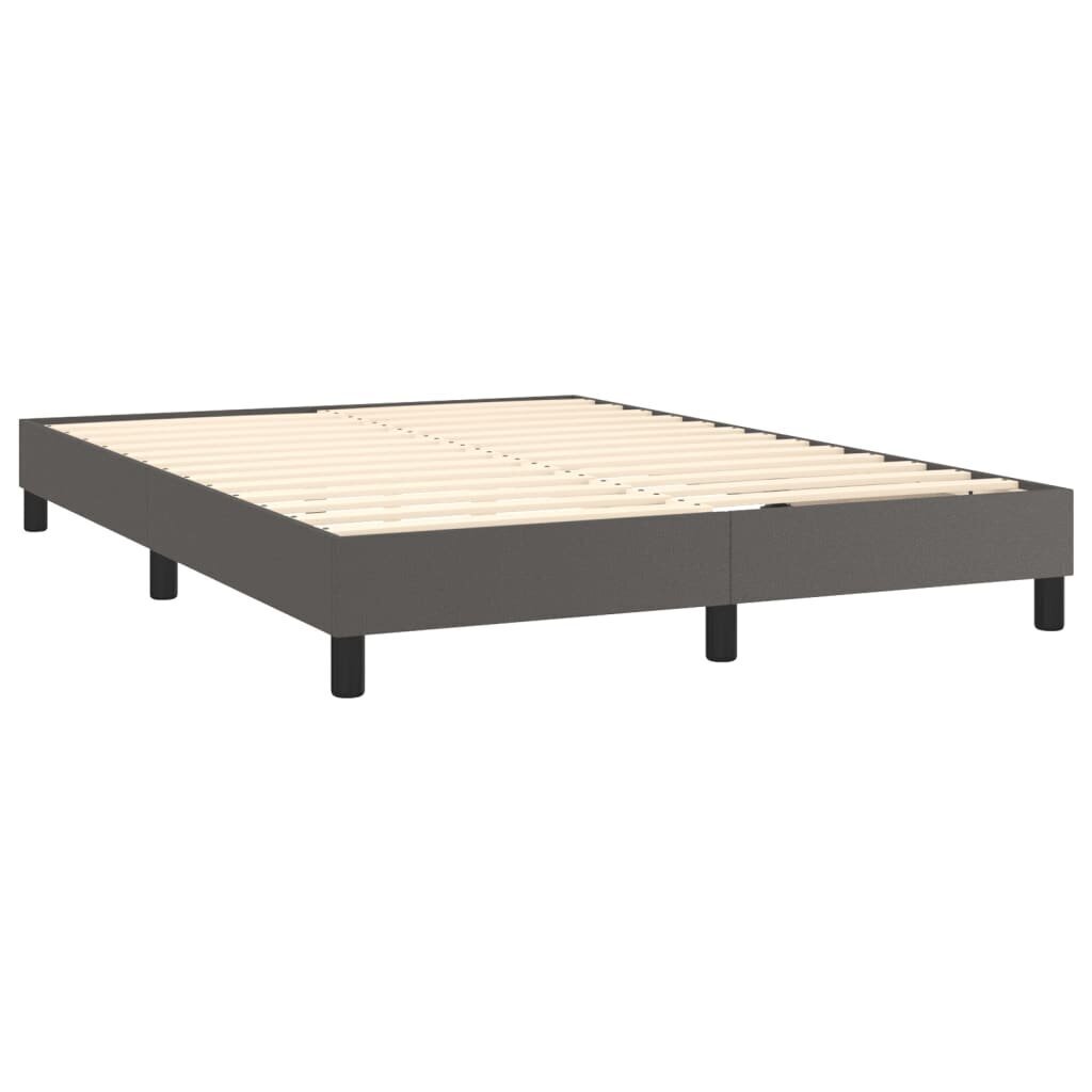 vidaXL atsperu gulta ar matraci, pelēks, 140x190 cm, mākslīgā āda цена и информация | Gultas | 220.lv