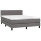 vidaXL atsperu gulta ar matraci, pelēks, 140x190 cm, mākslīgā āda цена и информация | Gultas | 220.lv