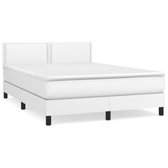 vidaXL atsperu gulta ar matraci, balta, 140x200 cm, mākslīgā āda cena un informācija | Gultas | 220.lv