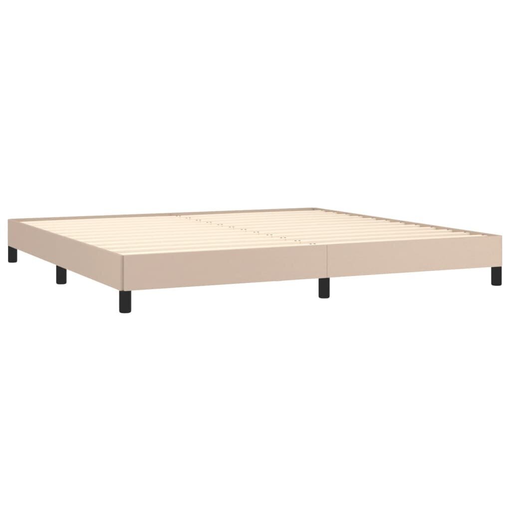vidaXL atsperu gulta ar matraci, kapučīno, 200x200 cm, mākslīgā āda cena un informācija | Gultas | 220.lv