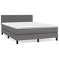vidaXL atsperu gulta ar matraci, pelēka, 140x190 cm, mākslīgā āda cena un informācija | Gultas | 220.lv