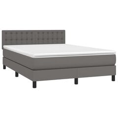 vidaXL atsperu gulta ar matraci, pelēka, 140x190 cm, mākslīgā āda цена и информация | Кровати | 220.lv