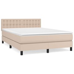 vidaXL atsperu gulta ar matraci, kapučīno, 140x190 cm, mākslīgā āda cena un informācija | Gultas | 220.lv