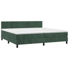 vidaXL atsperu gulta ar matraci, tumši zaļš samts, 200x200 cm цена и информация | Кровати | 220.lv