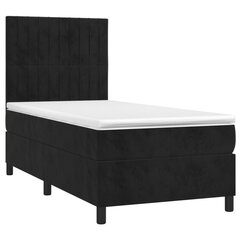 vidaXL atsperu gulta ar matraci, LED, melns samts, 80x200 cm cena un informācija | Gultas | 220.lv