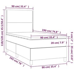 vidaXL atsperu gulta ar matraci, tumši pelēka, 90x190 cm, audums цена и информация | Кровати | 220.lv