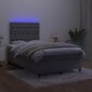 vidaXL atsperu gulta ar matraci, LED, tumši pelēks samts, 120x200 cm cena un informācija | Gultas | 220.lv