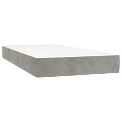 vidaXL atsperu gulta ar matraci, gaiši pelēka samts, 100x200 cm cena un informācija | Gultas | 220.lv