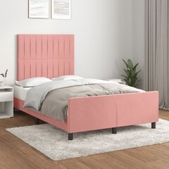 vidaXL gultas rāmis ar galvgali, rozā samts, 120x200 cm cena un informācija | Gultas | 220.lv