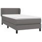 vidaXL atsperu gulta ar matraci, pelēka, 90x190 cm, mākslīgā āda cena un informācija | Gultas | 220.lv