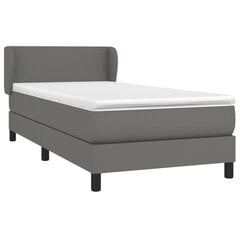 vidaXL atsperu gulta ar matraci, pelēka, 100x200 cm, mākslīgā āda цена и информация | Кровати | 220.lv