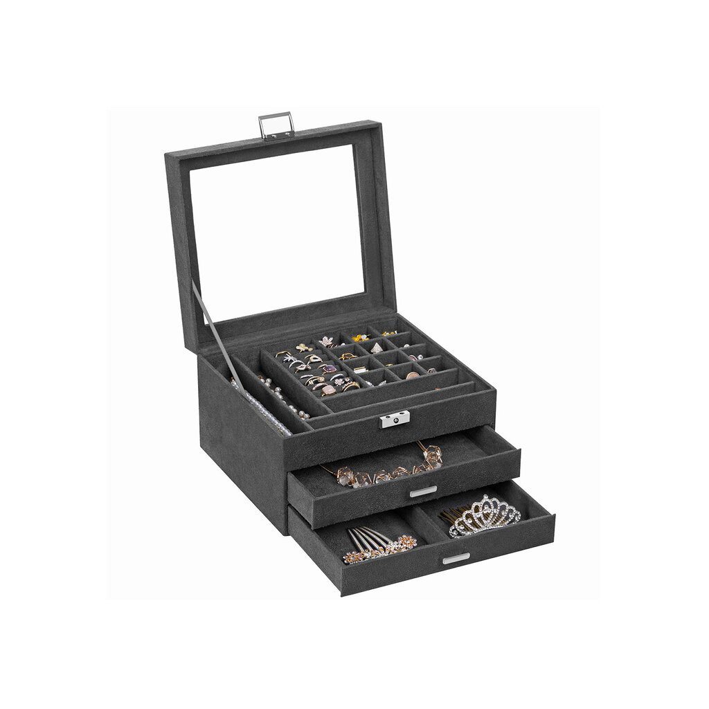 Juvelierizstrādājumu kastīte ar slēdzeni JBC158G01, pelēkā krāsā cena un informācija | Interjera priekšmeti | 220.lv