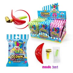 Konfekte ar svilpi "Clown Party Whistle Lollipop" 24 gab. cena un informācija | Saldumi | 220.lv