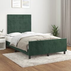 vidaXL gultas rāmis ar galvgali, tumši zaļš samts, 120x200 cm cena un informācija | Gultas | 220.lv