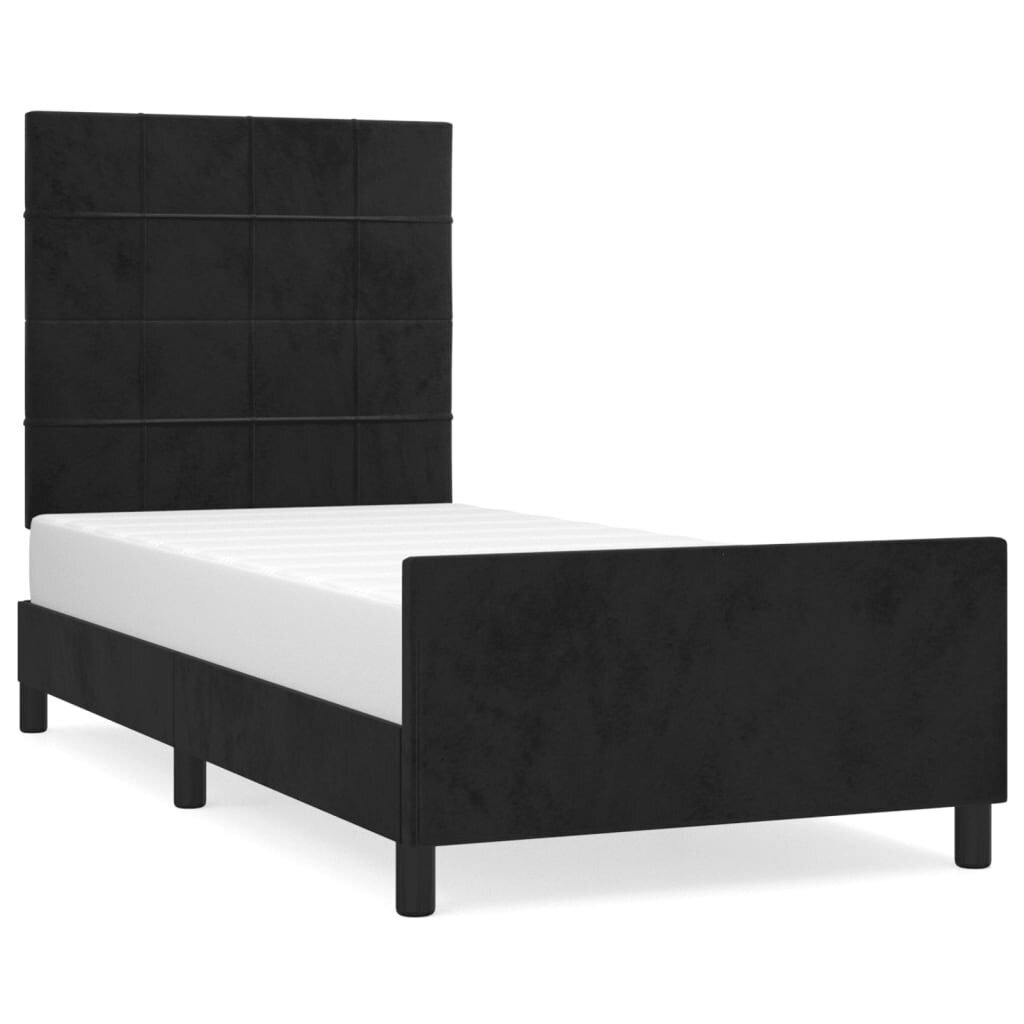 vidaXL gultas rāmis ar galvgali, melns samts, 100x200 cm cena un informācija | Gultas | 220.lv