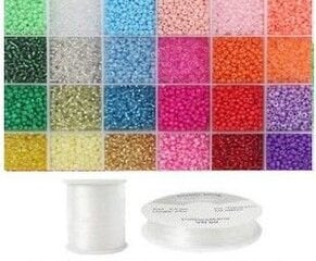 Diegi un stikla apaļas krelles 12/0 RainBow® 24 spilgtu krāsu pa 10 g komplekts цена и информация | Принадлежности для изготовления украшений, бисероплетения | 220.lv