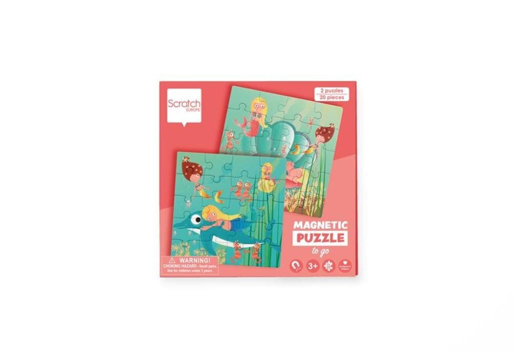 Magnētiskā grāmata 2 puzles Mermaids, Scratch cena un informācija | Puzles, 3D puzles | 220.lv