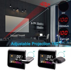 Pulkstenis laikapstākļu stacija ar LED projektoru cena un informācija | Meteostacijas, āra termometri | 220.lv