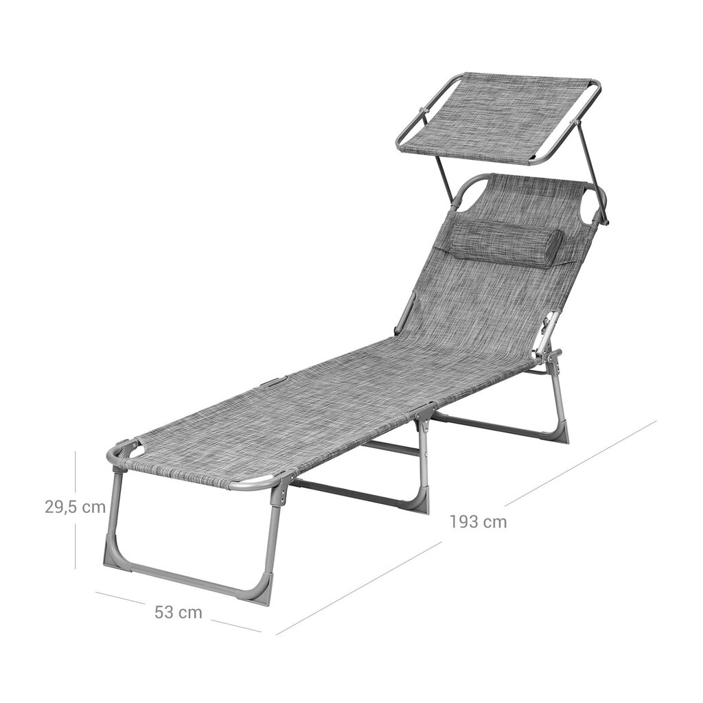 Dārza gulta, pelēka krāsa GCB19T cena un informācija | Sauļošanās krēsli | 220.lv