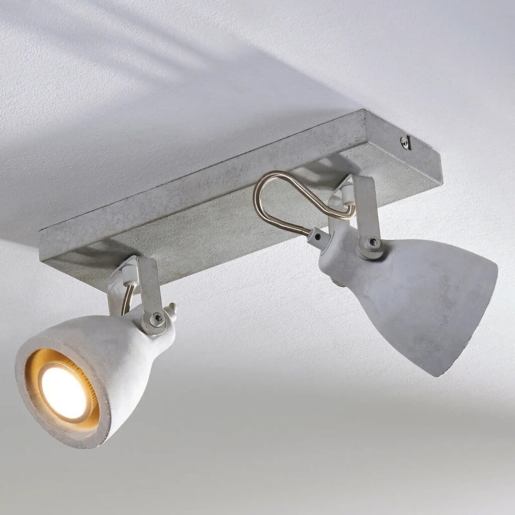 Divu spuldžu LED prožektors Kadiga izgatavots no betona, GU10 cena un informācija | Griestu lampas | 220.lv