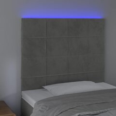 vidaXL gultas galvgalis ar LED, 100x5x118/128 cm, gaiši pelēks samts cena un informācija | Gultas | 220.lv