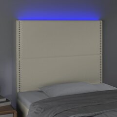 vidaXL gultas galvgalis ar LED, 100x5x118/128 cm, krēmkrāsas cena un informācija | Gultas | 220.lv