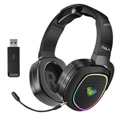 Aula F608 3in1 Austiņas Spēļu PS4 PS5 / Smart TV - Bezvadu 2.4Ghz USB / Bluetooth / 3.5mm Vada / Mic RGB Led Melna цена и информация | Наушники | 220.lv