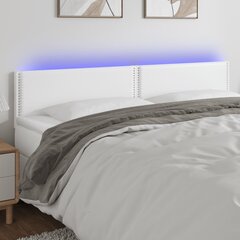 Galvgalis ar LED, balts, 200x5x78/88cm, mākslīgās ādas цена и информация | Кровати | 220.lv