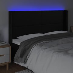 Galvgalis ar LED, melns, 183x16x118/128 cm цена и информация | Кровати | 220.lv