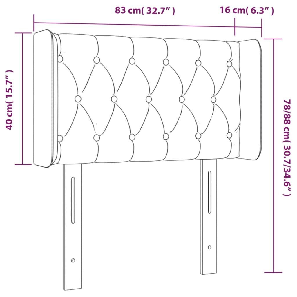 Galvgalis ar LED, melns, 83x16x78/88cm, samta цена и информация | Gultas | 220.lv