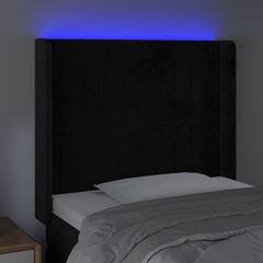 Galvgalis ar LED, melns, 93x16x118/128cm, samta cena un informācija | Gultas | 220.lv