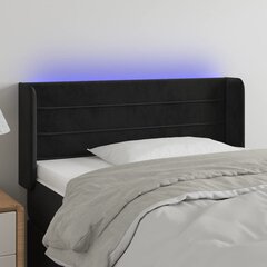 Galvgalis ar LED, melns, 93x16x78/88cm, samta cena un informācija | Gultas | 220.lv