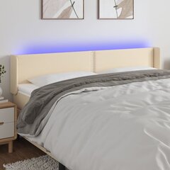 Изголовье со светодиодом, Ткань, 163x16x78/88 см, кремовый цвет цена и информация | Кровати | 220.lv