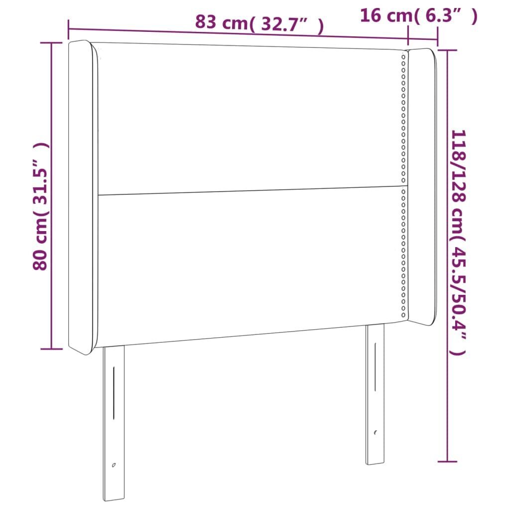 Galvgalis ar LED, krēmkrāsas, 83x16x118/128 cm cena un informācija | Gultas | 220.lv