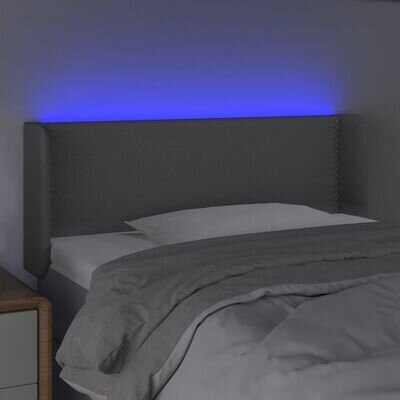 Galvgalis ar LED, gaiši pelēks, 103x16x78/88cm, auduma цена и информация | Gultas | 220.lv
